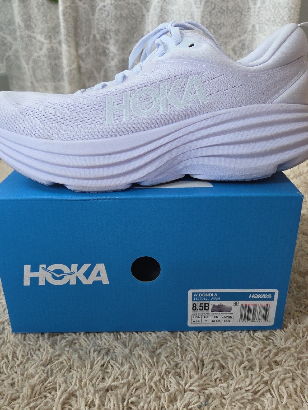 Hoka Women's Bondi 8 Running Shoe in  White